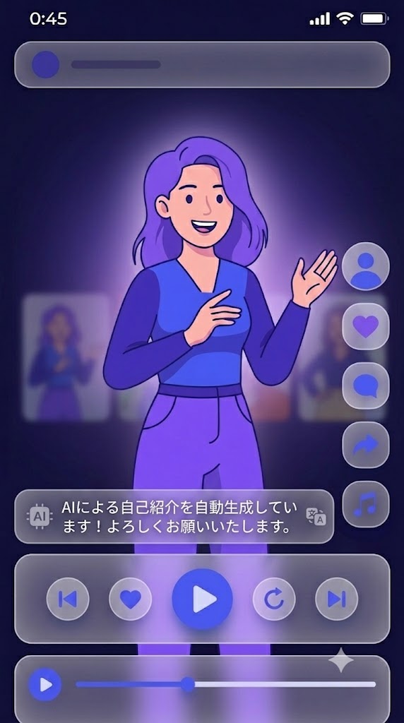 生成された縦型ショート動画のプレビュー画面